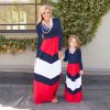 Striped Long Sleeves Mother Daughter Cotton Dresses