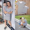 Short Sleeve Striped Mini dress for Mother & Daughter