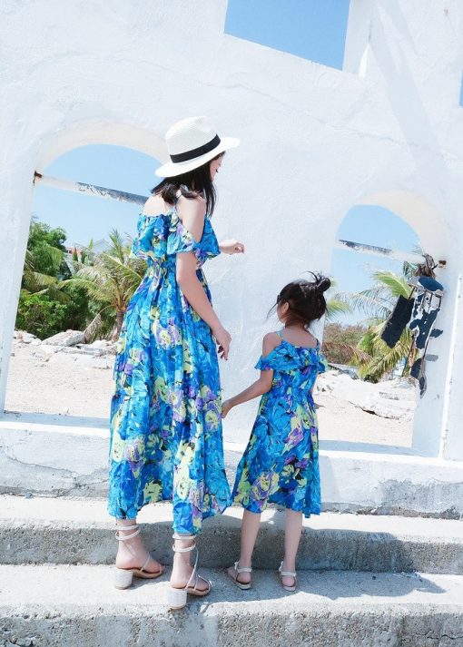 Matching Floral Maxi Dress for Mother and Daughter