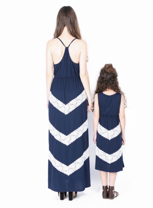 Mother and Daughter Striped Matching Maxi Dress