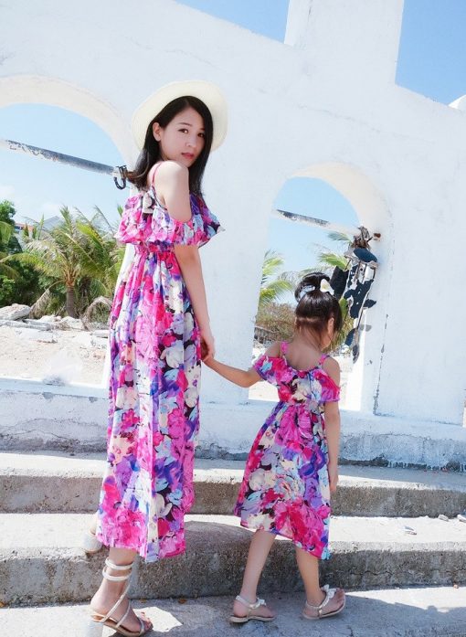 Matching Floral Maxi Dress for Mother and Daughter