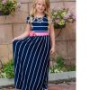 Mother and Daughter Casual Striped Maxi Dress
