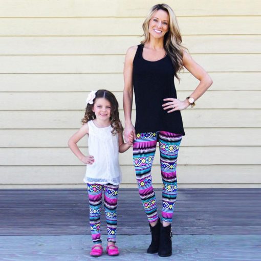 Cute Matching Printed Leggings for Mother and Daughter
