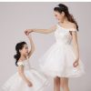 Off-shoulder Mommy and Me Wedding Matching Dress